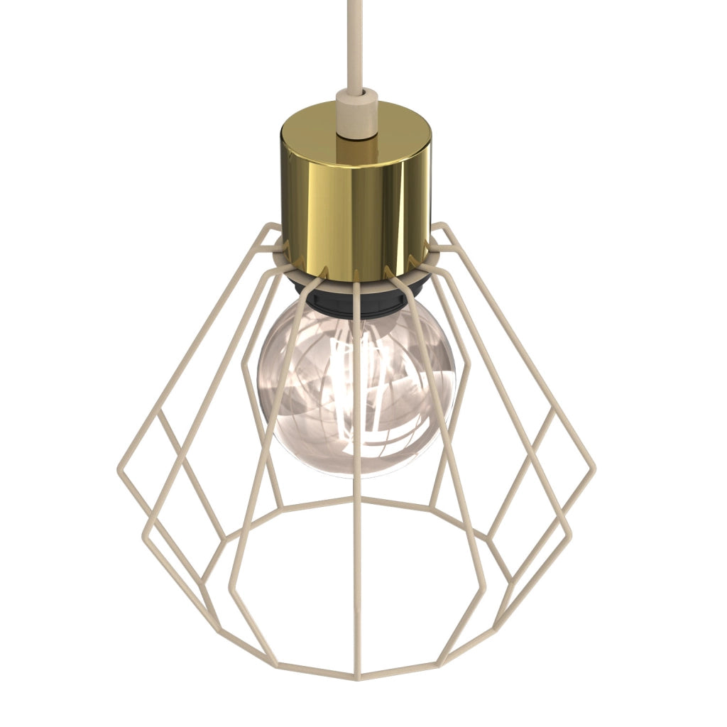Lampada sospesa industriale Parkla 1xE27 beige oro