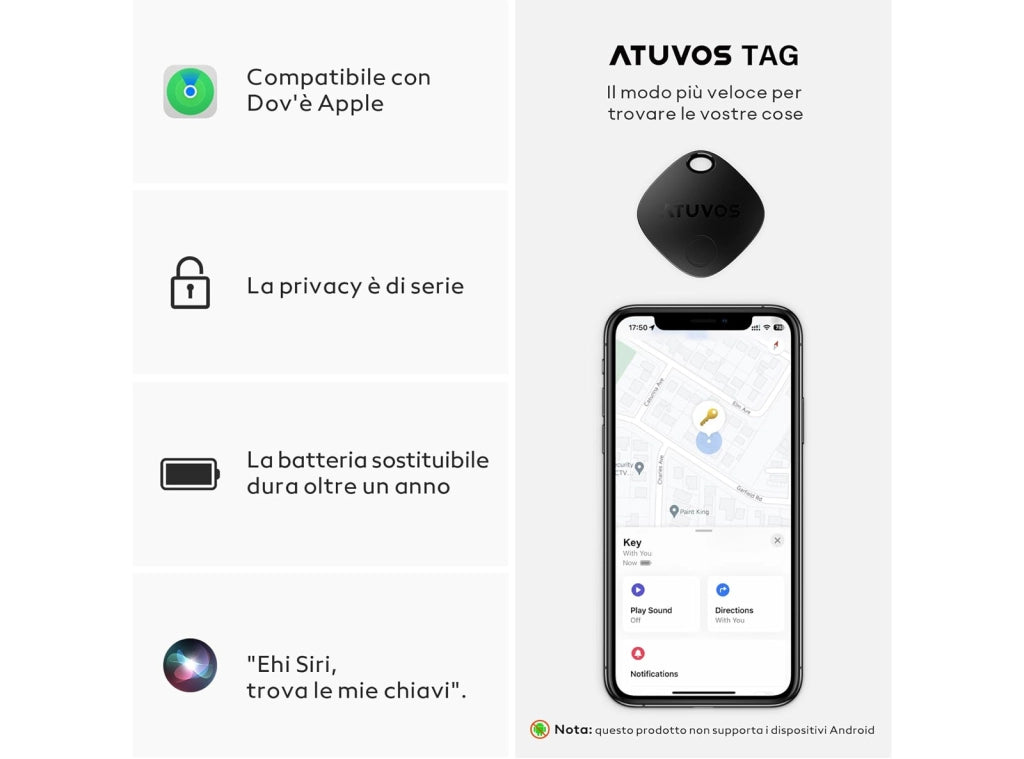 Localizzatore Air Tag Compatibile Apple solo iOS Adatto per Bagagli Valigie Zaini Borse Batteria Sostituibile  Confezione da 2