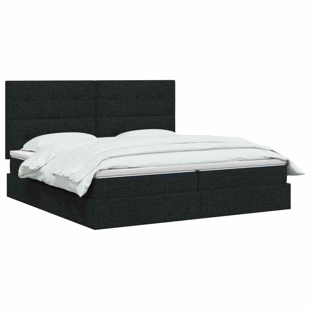 Letto con contenitore LED e materasso Nero 200 x 200 cm Tessuto 3459968