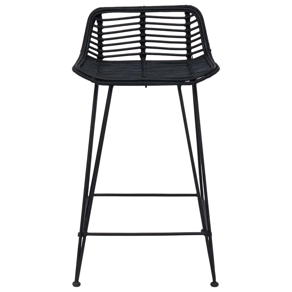 Sgabello da bar 2 pcs Nero 44 x 45 x 76 cm Rattan e acciaio