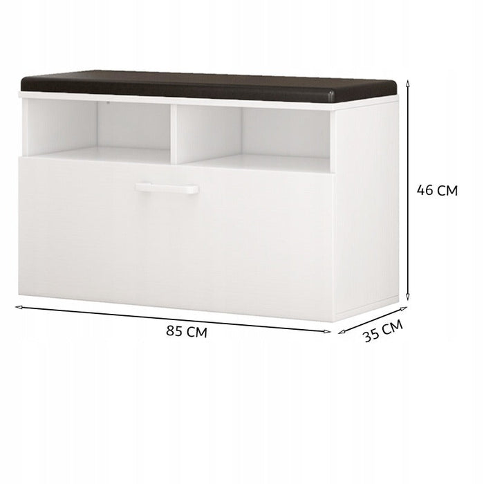 Scarpiera da 85x35x46 cm, finitura bianca, ideale per l'ingresso.