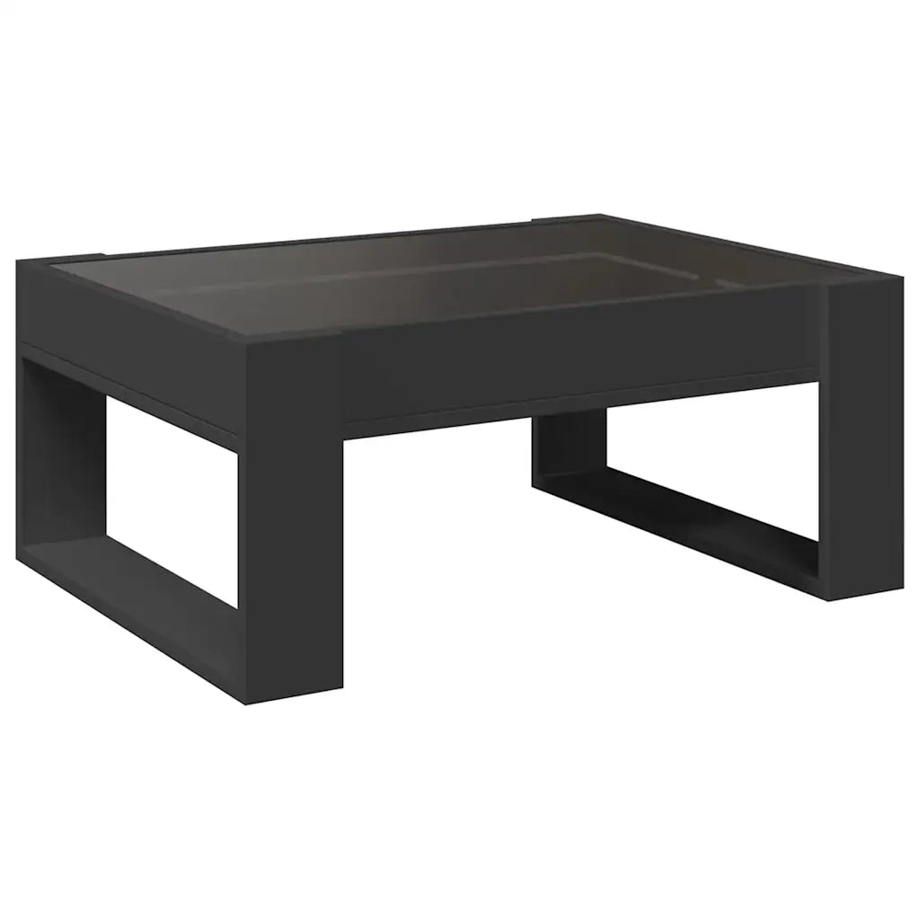 vidaXL Tavolino da Salotto con LED Infinity Nero 70x53x30 cm