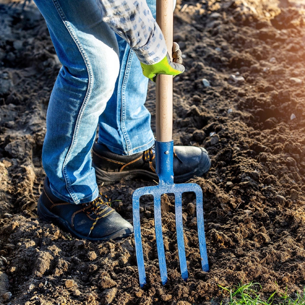 Forca da scavo KADAX a 4 punte per compostaggio, fattoria, robusta e leggera, 130 cm