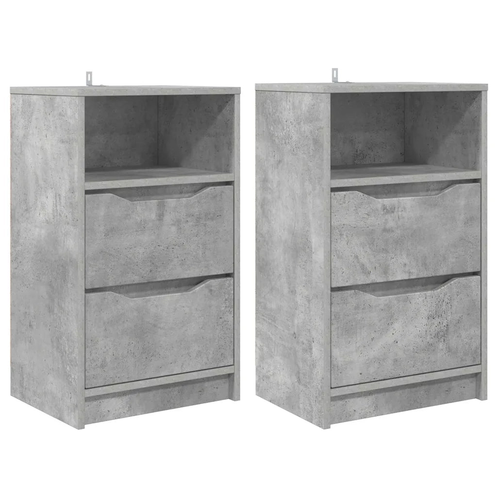 Comodini con cassetto 2 pcs Grigio cemento 40 x 30 x 467 cm
