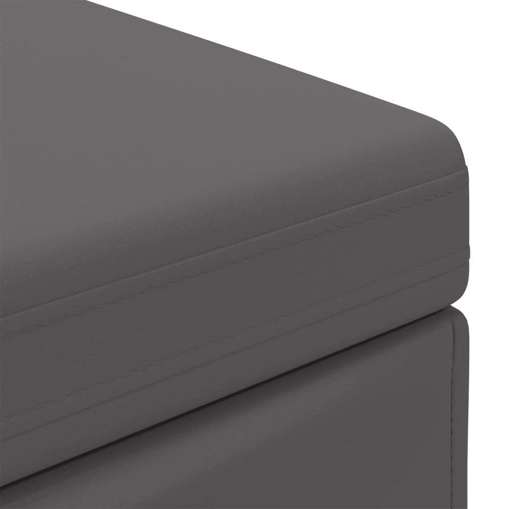 Pouf Grigio Pelle Sintetica e Legno Ingegnerizzato