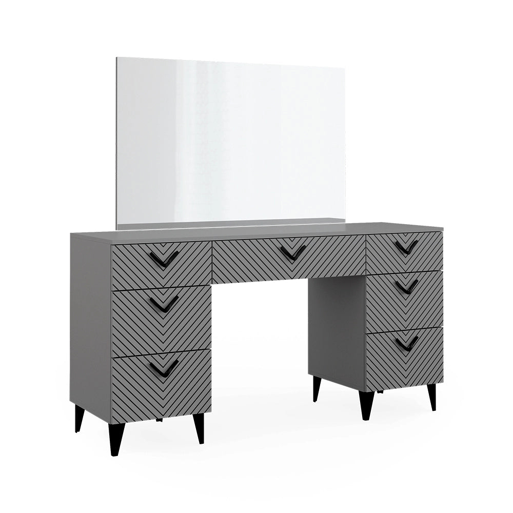 Vicco Tavolo da toeletta Grigio 150 cm con 7 cassetti