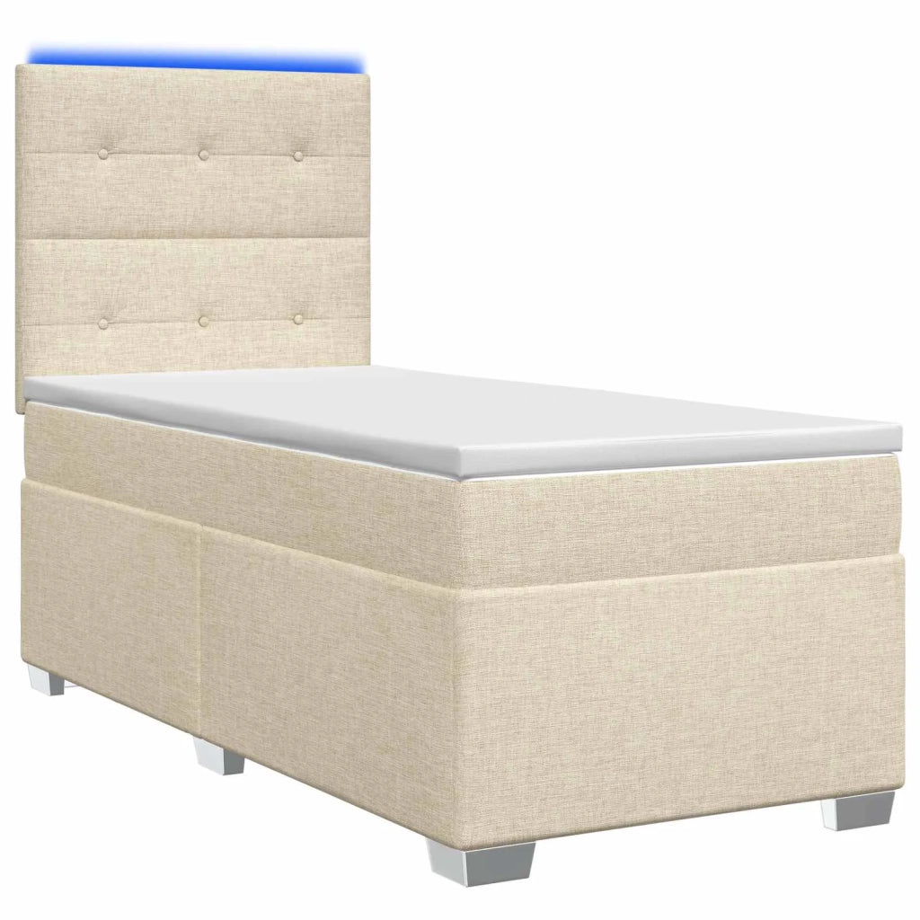 Letto box spring con materasso Crema 90 x 200 cm Tessuto 3454787