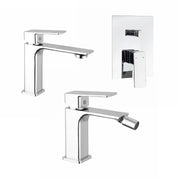 Set miscelatori: lavabo bidet senza scarico e incasso doccia c/deviatore cromato | Ingrid