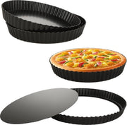 Set di 4 stampi per torte con manico, 20 cm e 28 cm, stampo per quiche, stampo per torta a forma di cerchio, antiaderente, set di stampi per torte e quiche