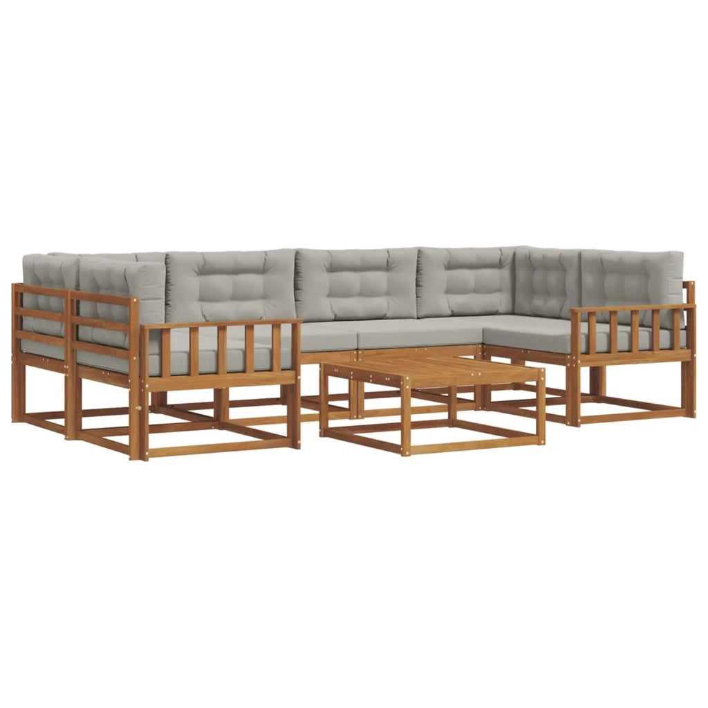 Set di divani da esterno 7 pcs Grigio Naturale e Chiaro