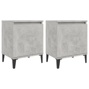 Comodini | Armadio da Notte | Mobiletto da notte con Gambe in Metallo Grigio Cemento 40x30x50 cm