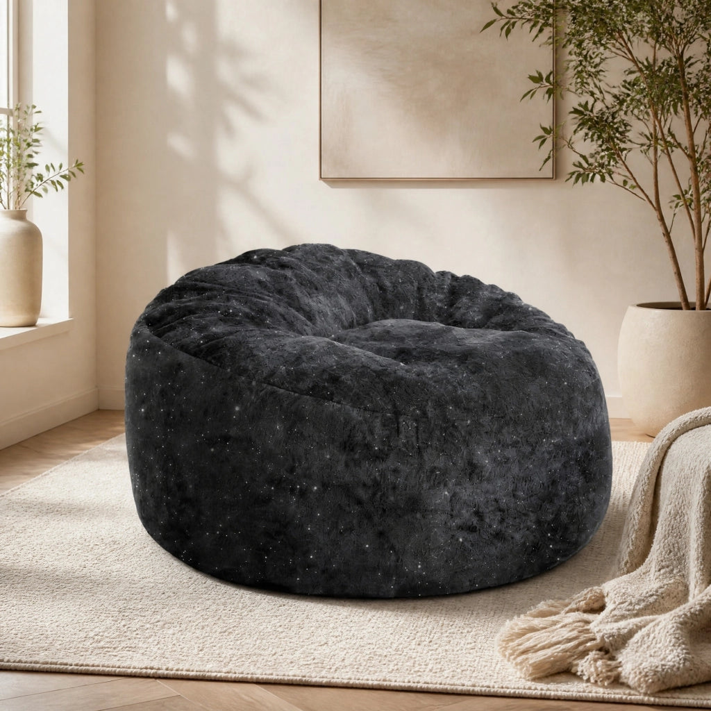 POLTRONA a sacco ergonomica 50 x 41 x 31 cm in flanella nera