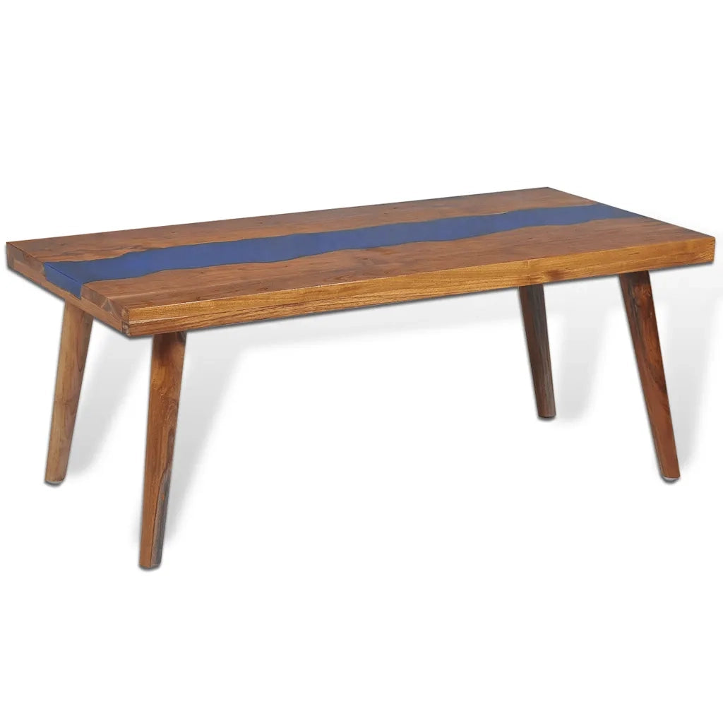 Tavolino da CaffÃ¨ in Legno di Teak e Resina 100x50x40 cm cod mxl 59532