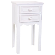 Comodino in legno con 2 cassetti bianchi 38x28x69.