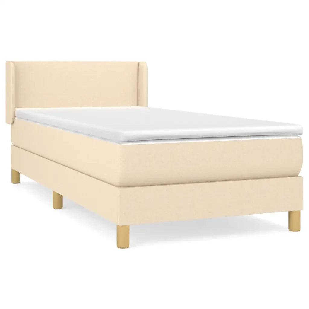 Giroletto a Molle con Materasso Crema 100x200 cm in Tessuto 3130094