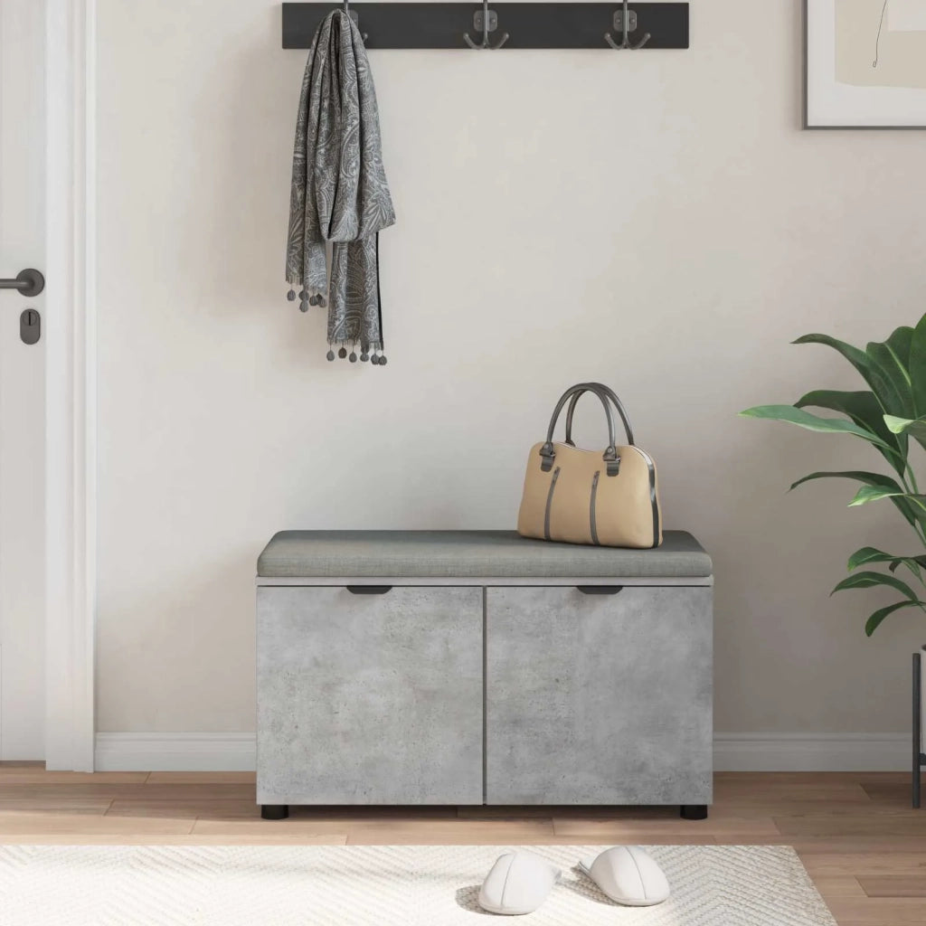 Panca per ingresso con cuscino Grigio Cemento 80 x 38 x 46 cm