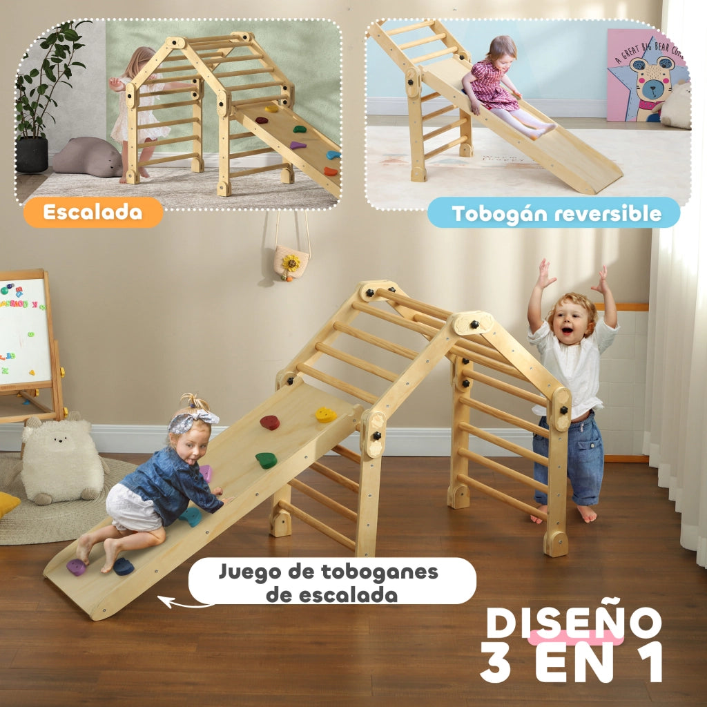 Castello Scalabile 3 in 1 per Bambini ¨C zephmum ¨C Multicolore 175x70x89 cm