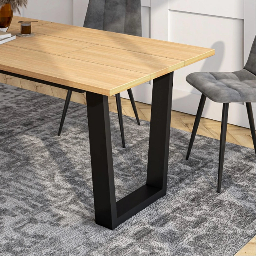 Gambe a U, Metallo, 84x71 cm, Supporto, Cavalletto, Per Piani di Tavolo, Soggiorno, Sala da Pranzo, Ufficio, Nero