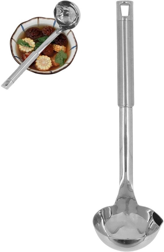 Pollepel di accensione - Soeplepel con rubinetto di servizio - Acciaio inossidabile - Soeplepel per oli - Ideale per la zuppa - Resistente al lavastoviglie