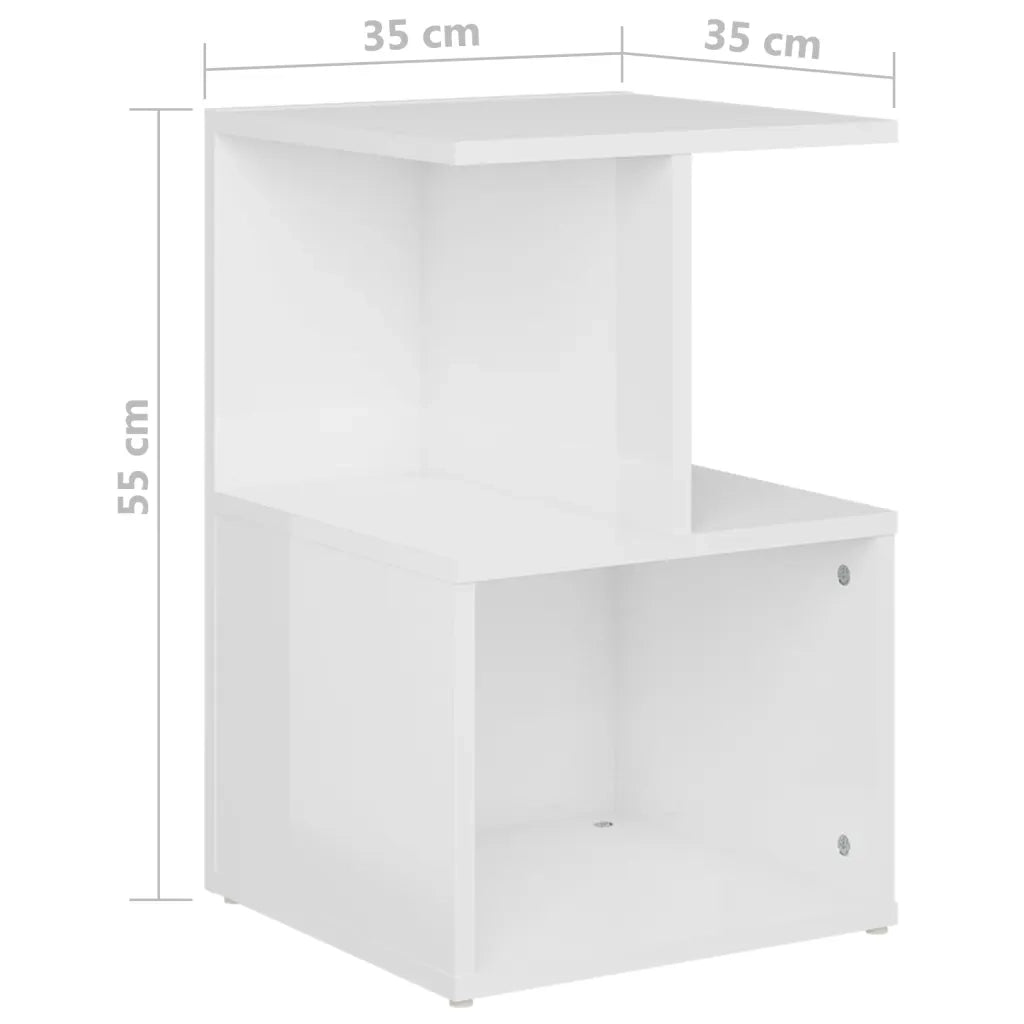 Comodini 2pz Bianco Lucido 35x35x55 cm in Legno Multistrato 806359