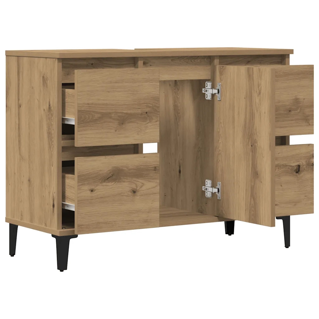 Mobile Lavabo Rovere Artigianale 80x33x60 cm Legno Multistrato