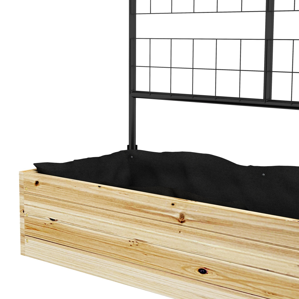 Fioriera rialzata con spalliera, cassone per piante in legno naturale, 80 x 38 x 145 cm