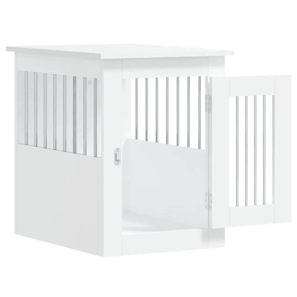 Gabbia Cani da Arredamento Bianca 45x62x59cm Legno Multistrato 838309
