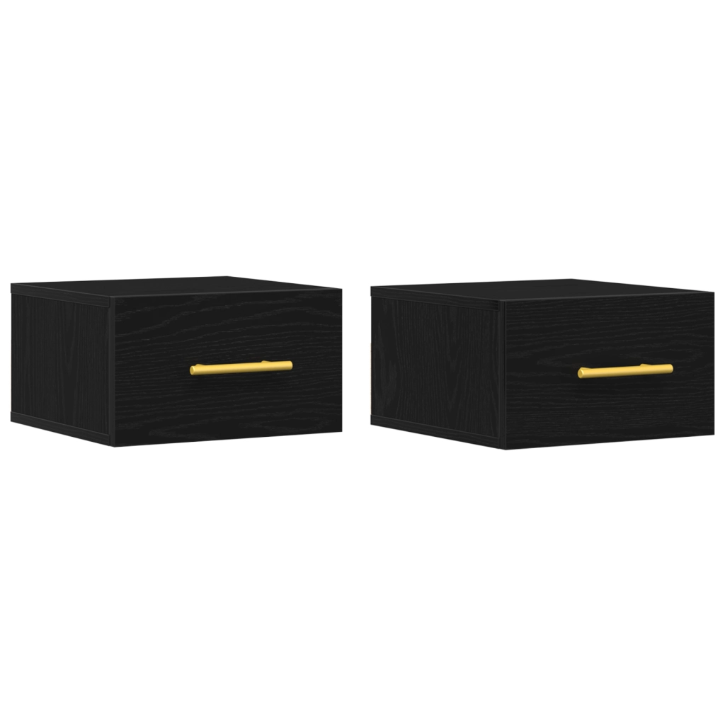 Comodini 2 pz da Muro Nero Rovere 35x35x20 cm