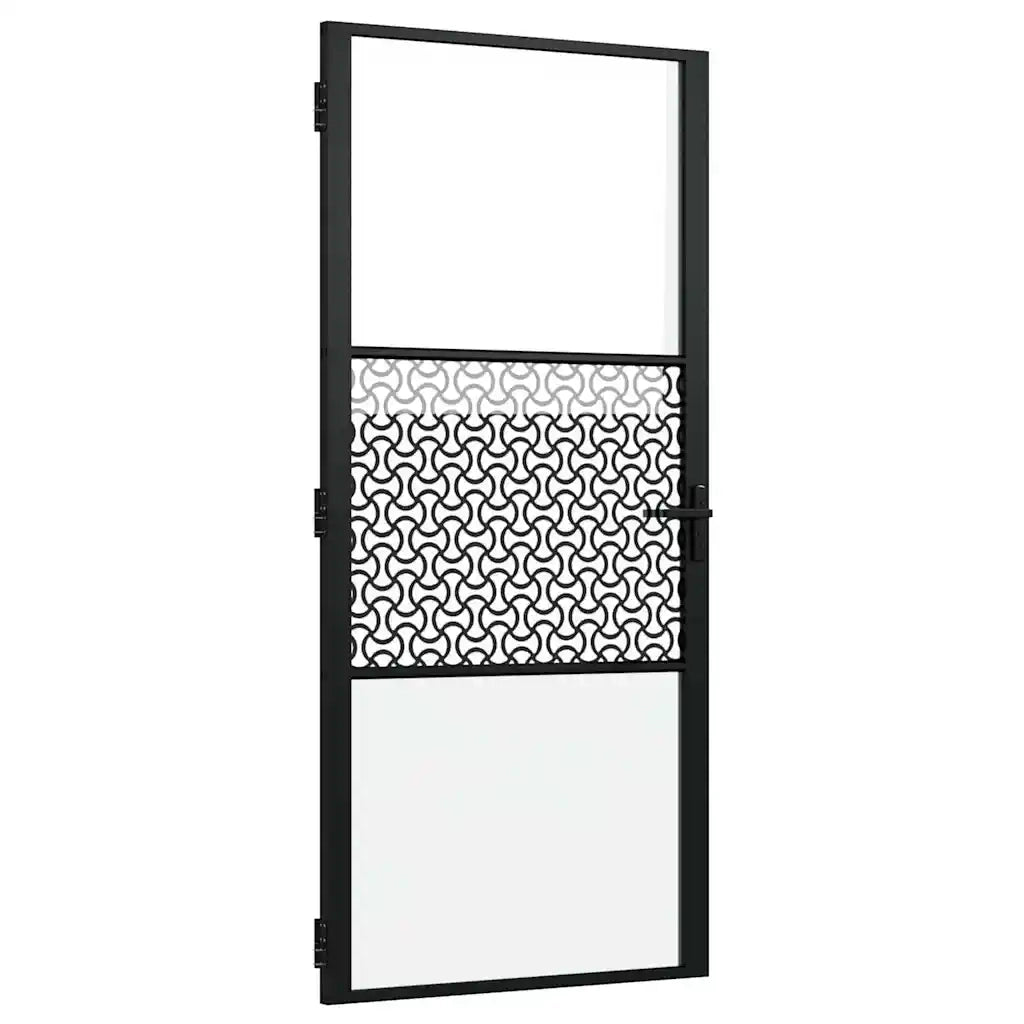 vidaXL Porta Interna Nero 93 x 201.5 cm Vetro temperato, Alluminio