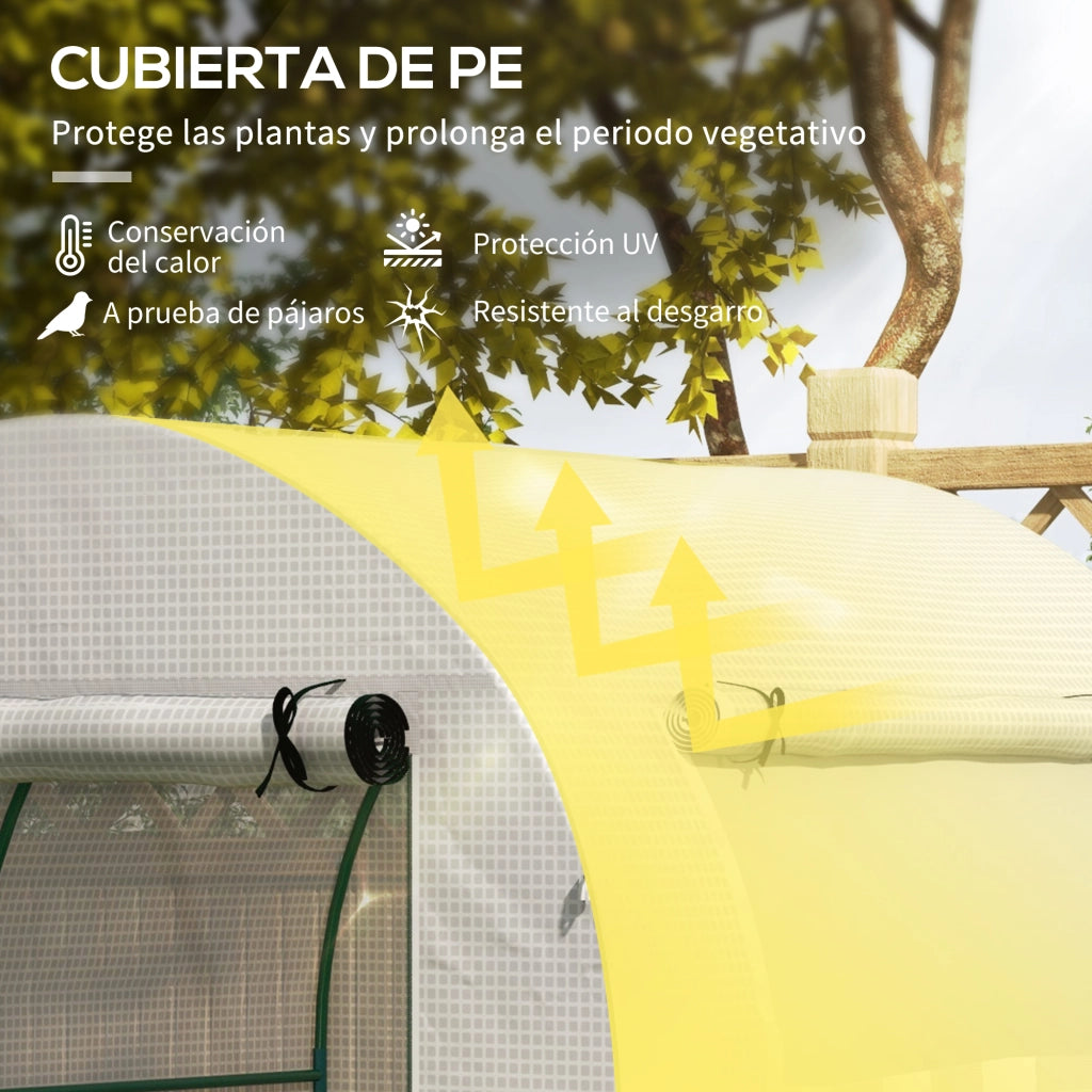 Serra da Giardino Tunnel 180x180x200 ¨C Xylo ¨C Bianco con Porta Arrotolabile e Finestra a Rete