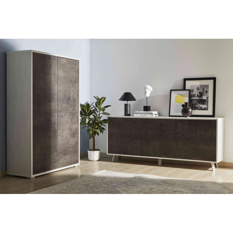 Mobile 3 Ante 177L x 41P x h74 – Finitura Nero Opaco e Bianco Opaco – Sarmog