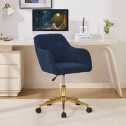 Sedia da ufficio girevole con altezza regolabile rotazione a 360 gradi e ruote antigraffio in teddy blu scuro