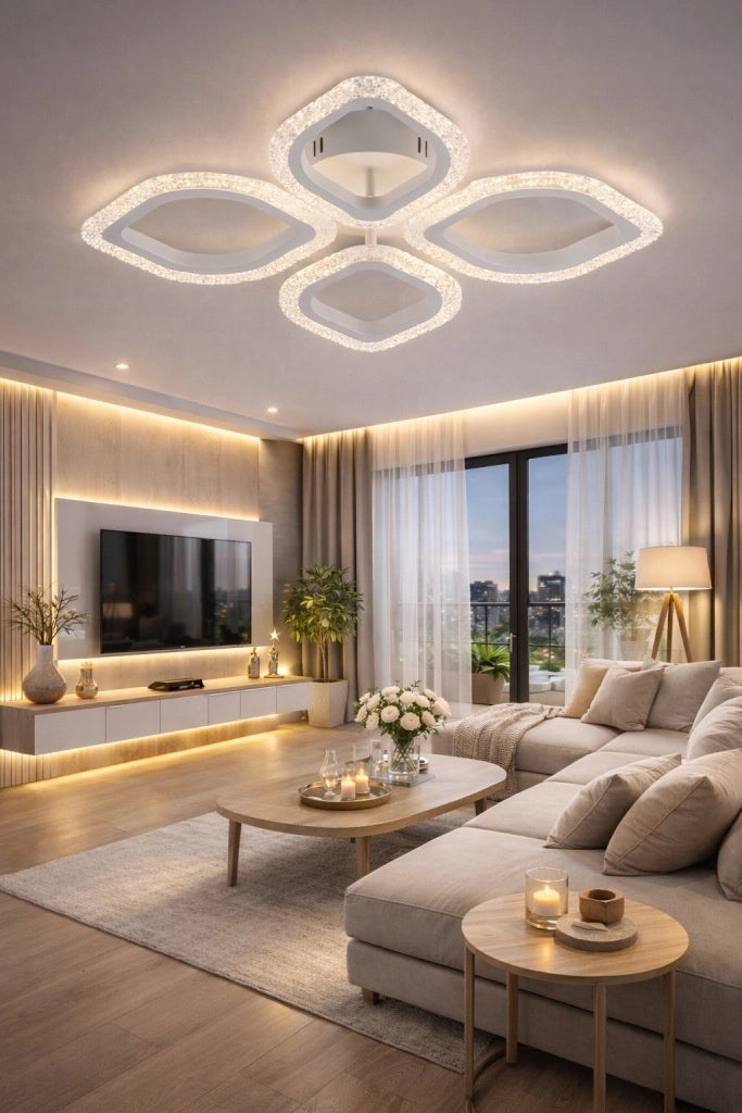 Plafoniera LED foglie bianca 4 luci dimmerabile Vargo