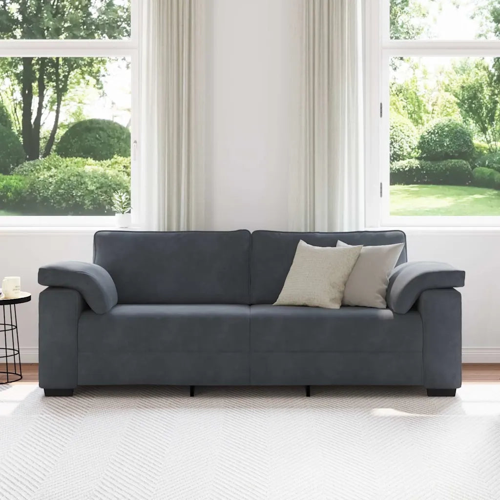 Divano a 3 Posti Grigio Scuro 220x77x82 cm in Velluto 4105278