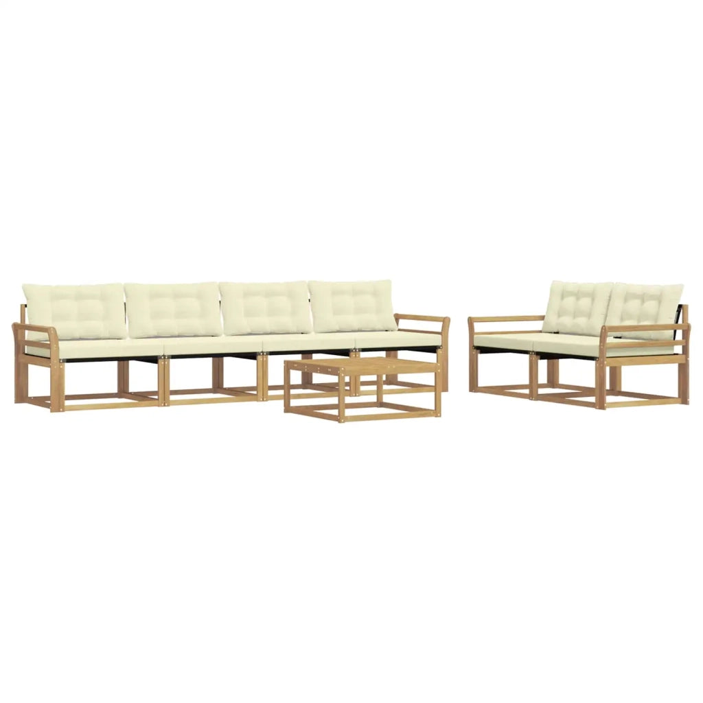 Set di divani da esterno 7 pcs Bianco e Crema 79 x 79 x 37 cm