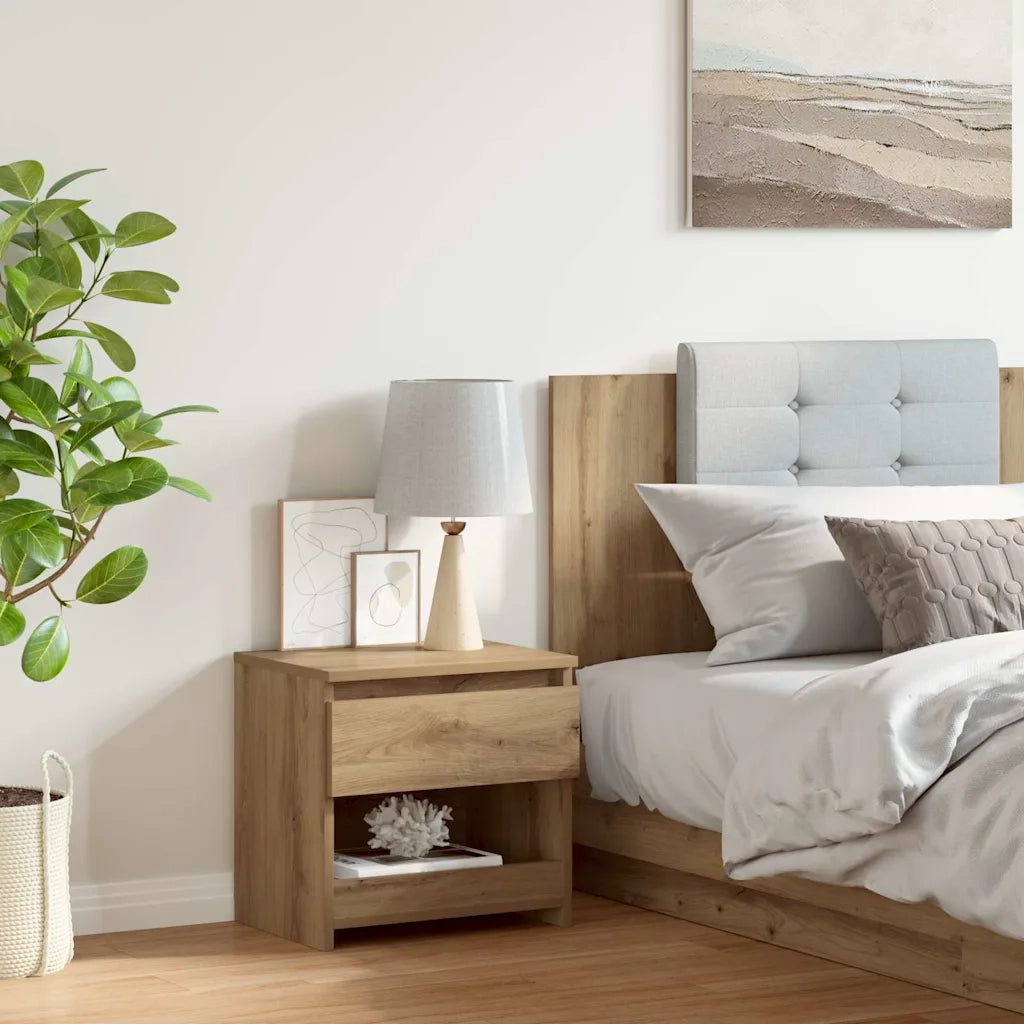 Comodino | Armadio da Notte | Mobiletto da notte Rovere Artigianale 40x30x39 cm in Legno Multistrato