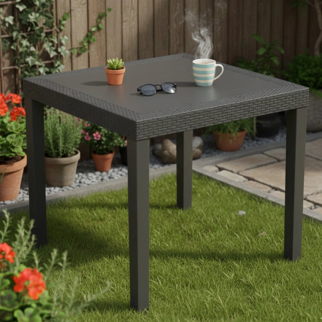 Frostproof, Tavolo da Esterno 4 Posti Made in Italy, 78x78x73h cm Nero Antracite