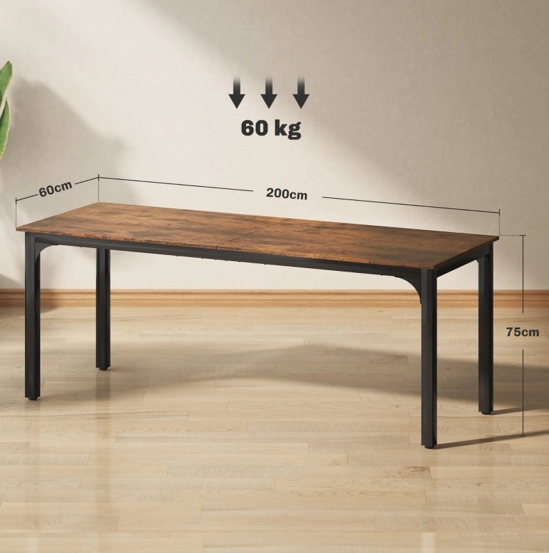 Scrivania per computer 200x60x75 cm con ampia superficie; legno; marrone rustico