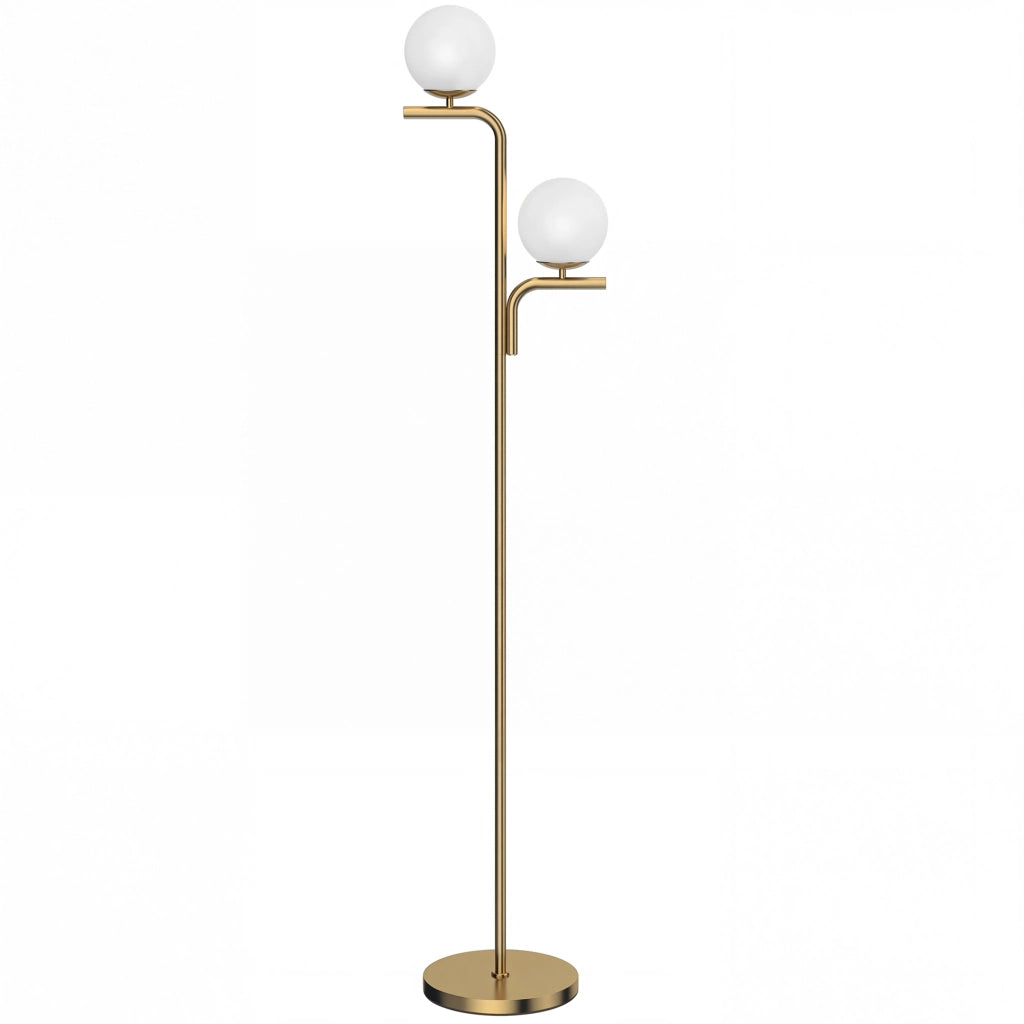 Lampada da Terra a Doppia Testa ¨C Minimal ¨C Dorato, Vetro, 3 Temperature