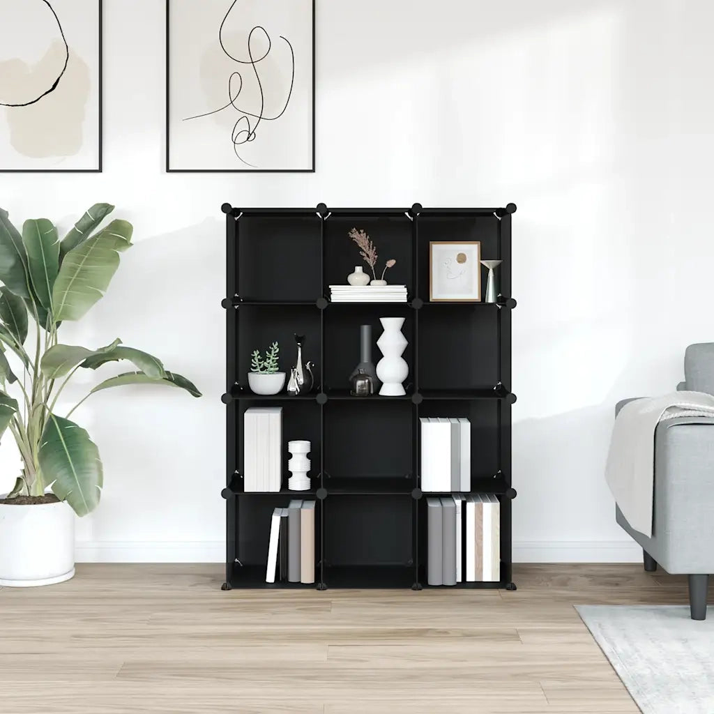 Organizzatore Portaoggetti con 12 Cubi Nero in PP cod mxl 50331