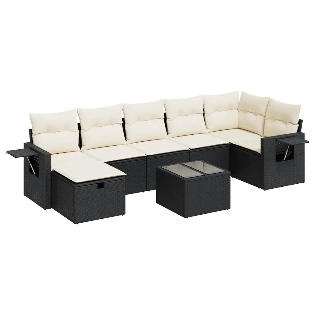 Set Divani da Giardino con Cuscini 8 pz Nero in Polyrattan