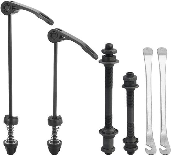 Spanne per Asse Bicicletta - Alta Qualità - Set per Ruote Posteriore Anteriore - Nero - Installazione Facile - 1 Paio - Assi Bicicletta