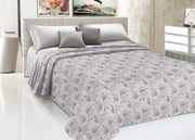 Copriletto Piquet Primavera Estate 100% Cotone Disegno Rosa Grande Floreale - Matrimoniale - Beige