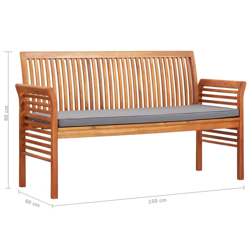 Panca da Giardino a 3 Posti 150 cm Legno Massello di Acacia 45973