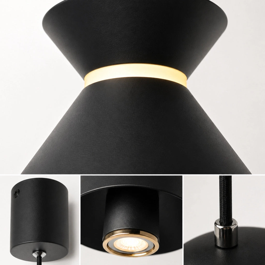 LAMPADARIO LED A SOSPENSIONE MODERNO NERO 10W DIMMERABILE CCT REGOLABILE LP018