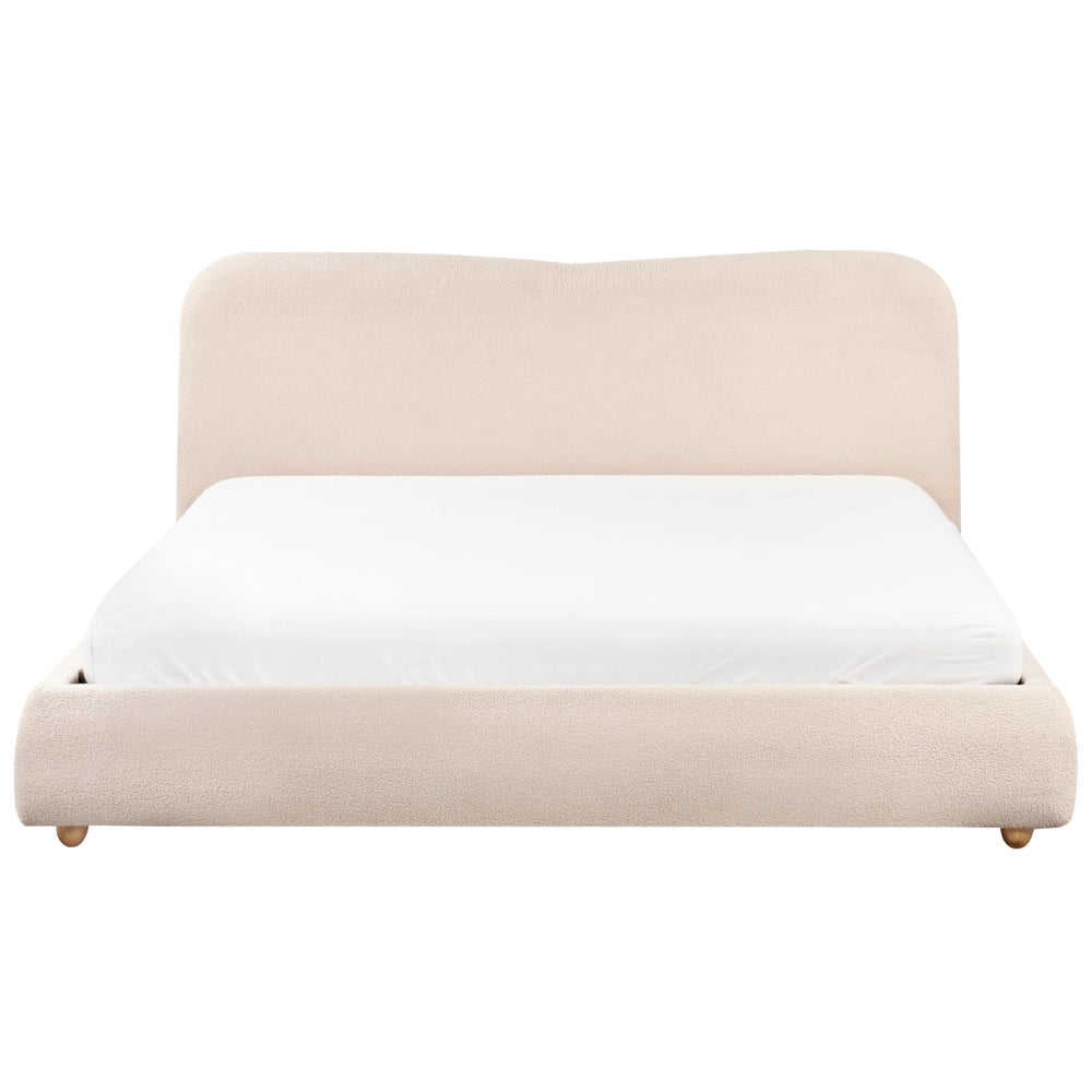 Letto contenitore Beige Chiaro Boucle Poliestere Tessuto 180 x 200 cm Design moderno e minimalista