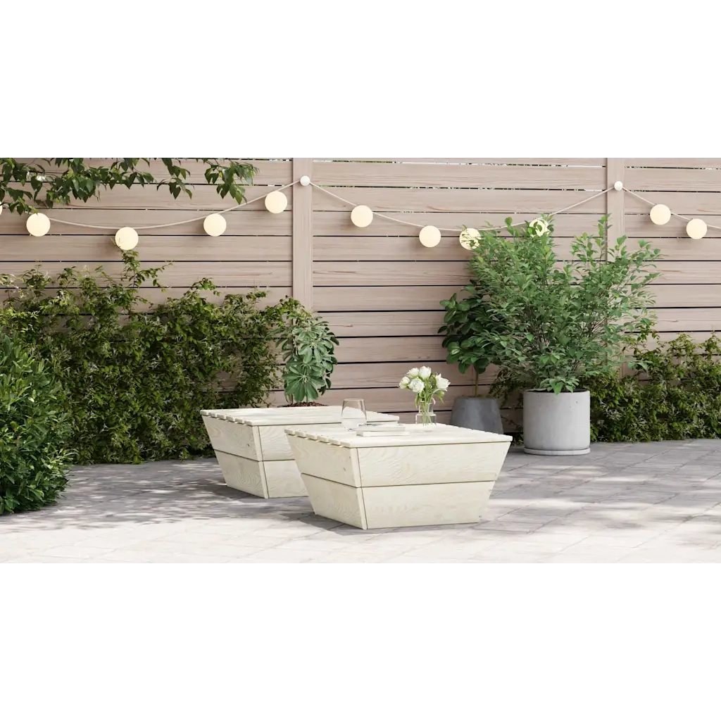 Tavoli da Giardino 2 pz 60x60x30cm in Legno di Abete Impregnato 315635