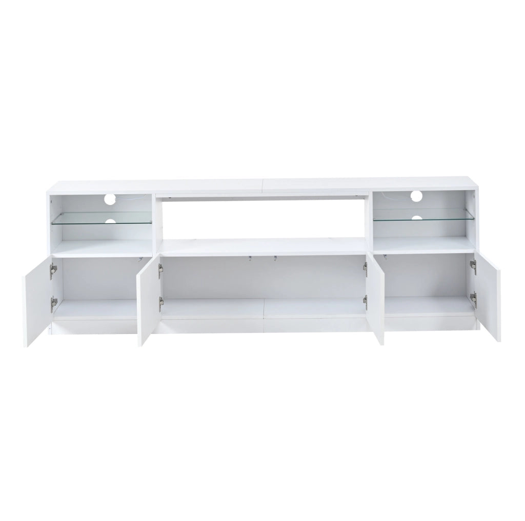 Mobile TV 180x35x60 cm con LED; 4 ante; 8 vani; legno bianco