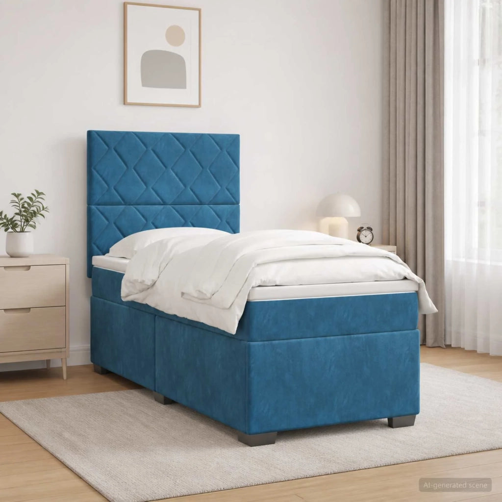 Letto box spring con materasso Blu 80 x 200 cm Velluto 3455004