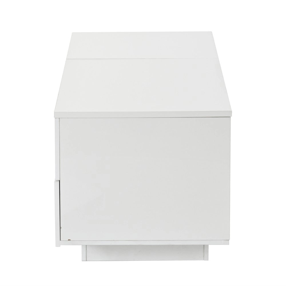 Tavolino da Caff¨¨ Sollevabile con LED e Cassetti ¨C MINIMAL ¨C Bianco, Truciolato, 100x50x43